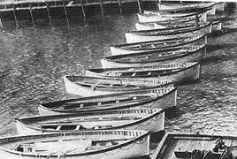 Los trece botes recuperados por el Carpathia en Nueva York.