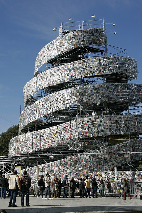 The Tower of Babel of Books, a work by Marta Minujín