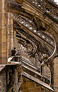 Tourists looking at flying buttresses on roof of Milan Duomo.jpg