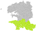 Carte de localisation de Tréogat au sein de l'arrondissement de Quimper