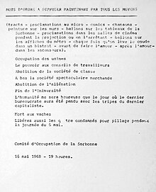 Tract du comité d'occupation de la Sorbonne du 16 mai 1968, 19h Mouvement de Mai 68.jpg