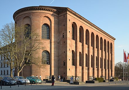 The Roman Basilica Aula Palatina in Trier, Germany, built with fired bricks in the fourth century as an audience hall for Constantine I