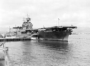 El USS Enterprise en Isla Ford, Pearl Harbor, mayo de 1942. Poco antes de la batalla de Midway