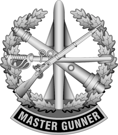 The Master Gunner Identification Badge is awarded to soldiers who complete one of the U.S. Army's master gunner courses.