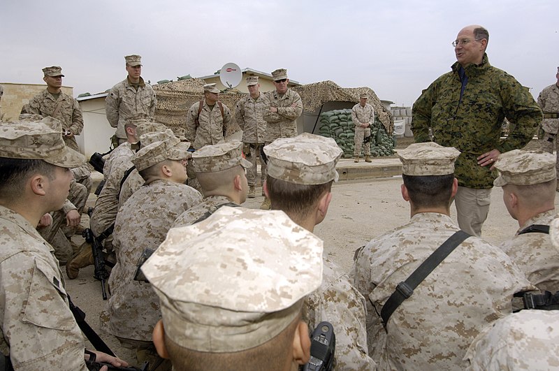 File:US Navy 060128-N-2568S-090 Secretary of the Navy (SECNAV) Dr. Donald C. Winter addresses Marines assigned to the 3rd Battalion, 7th Marines about their missions and to find out how things are going.jpg