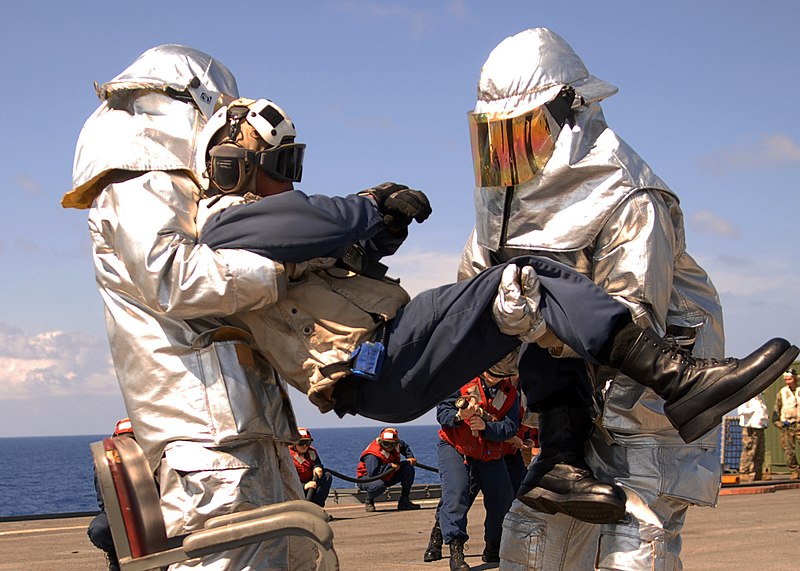 File:US Navy 100301-N-6692A-013 Sailors participate in a crash and smash drill aboard the amphibious dock landing ship USS Harpers Ferry (LSD 49).jpg