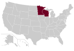 Upper Midwest Athletic Konferansı Map.svg