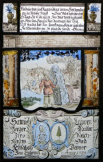 Thumbnail for File:Vitral com representação de Samuel e a batalha entre Israelitas e Filisteus (1728), Palácio da Pena.png