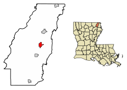 West Carroll Parish Louisiana Incorporated and Unincorporated areas Forest Highlighted.svg