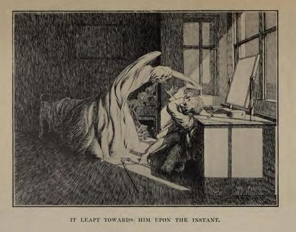 Illustration by James McBryde for M. R. James's story "Oh, Whistle, and I'll Come to You, My Lad" (1904).