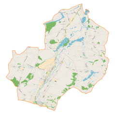 Mapa konturowa gminy Wieprz, po prawej znajduje się punkt z opisem „Frydrychowice”