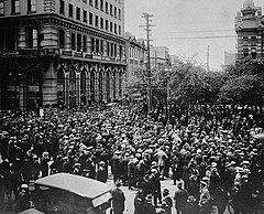 Image 39Crowd gathered outside old City Hall during the Winnipeg general strike, June 21, 1919.