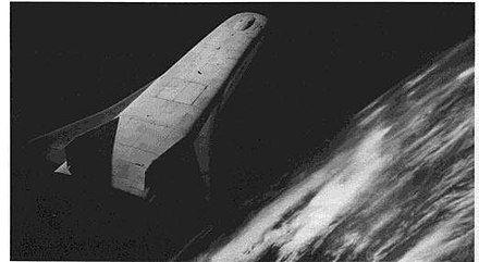 An artist's concept of the X-30 in orbit