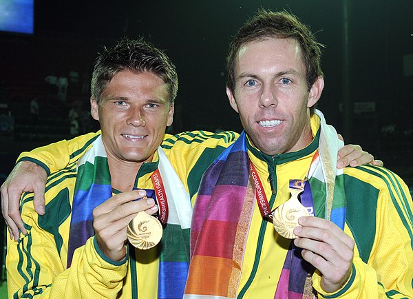 XIX Commonwealth Games-2010 Delhi Tennis (Men's Double) Paul Hanley and Peter Luczak (left) of Australia won the gold medal, at R K Khanna Tennis Stad