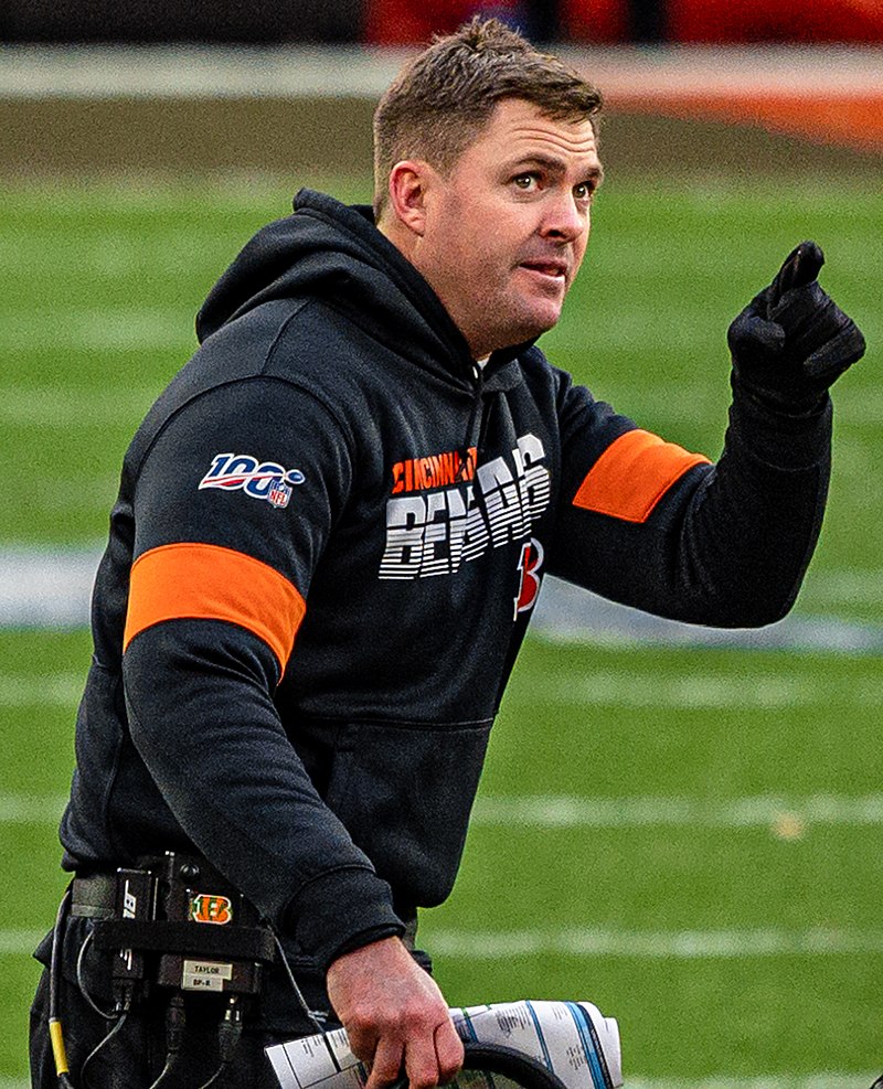 Cincinnati Bengals head coach Zac Taylor works his team along the sidelines  in an NFL football game against the Pittsburgh Steelers Sunday, Sept. 26,  2021, in Pittsburgh. (AP Photo/Don Wright Stock Photo 