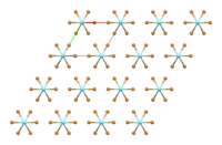 Ball-and-stick model of the packing of polymer chains in the crystal structure of zirconium(III) bromide