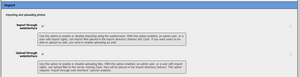 Enabling import and upload in the configuration screen