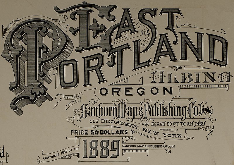 File:"East Portland and Albina" detail, Sanborn Fire Insurance Map from Portland, Multnomah County, Oregon. LOC sanborn07439 002-1 (cropped).jpg