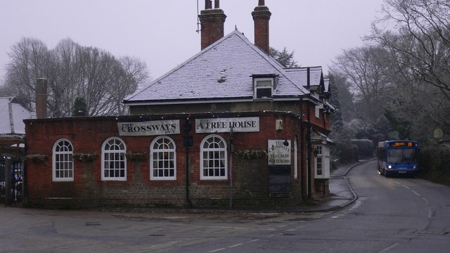 The Crossways Inn in winter's snow