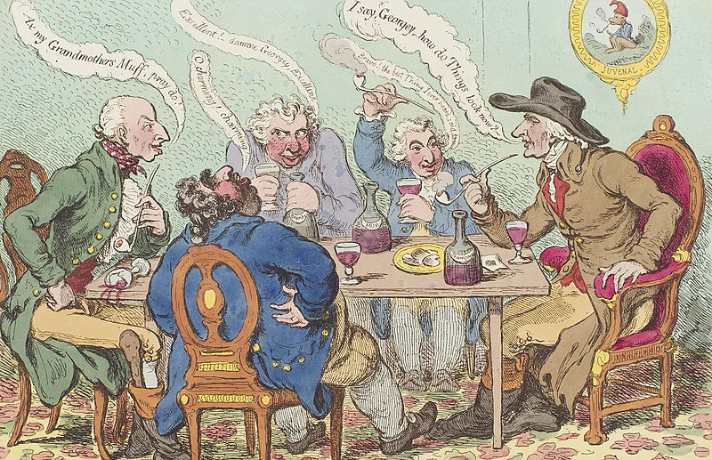 File:'The feast of reason, and the flow of soul,' - ie - the wits of the age, setting the table in a roar by James Gillray (cropped).jpg