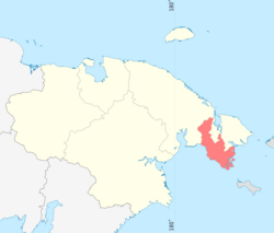 Provideņijas rajons Čukotkas autonomā apvidus kartē