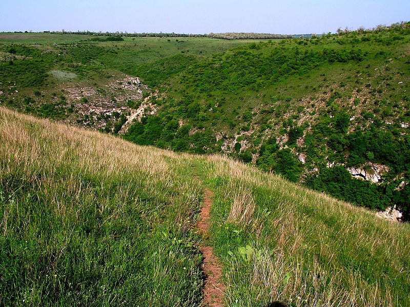 File:Тропа, наискось (по косогору) спускаясь вниз, приведет на дне ущелья к месту, где правый и левый ег - panoramio.jpg