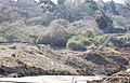 液状化現象による道床流失で被害を受けたひたちなか海浜鉄道湊線（茨城県ひたちなか市、2011年4月10日撮影）