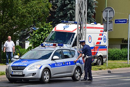 Polish police in the city of Sanok.