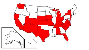 A map of Caucus member states as of the 115th Congress. 115th Congress- Con. Const. Caucus States.jpg