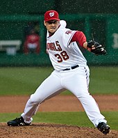 In 2009, Joel Hanrahan had to wait until July 9 to earn the win in a game that he had pitched in on May 5. 11TH8273 Joel Hanrahan.jpg