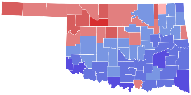 File:1962 United States Senate election in Oklahoma results map by county.svg