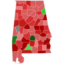 Republican primary results by county
Nichols
50-60%
60-70%
70-80%
80-90%
>90%
McCary
50-60%
60-70%
80-90%
>90%
No Vote 1978 United States Senate special Republican primary election in Alabama results map by county.svg