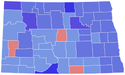 Mappa dei risultati delle elezioni del 2000 del Senato degli Stati Uniti nel Dakota del Nord per contea.svg