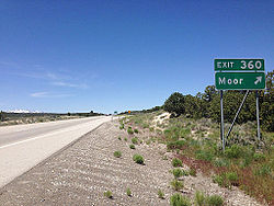 2014-06-11 12 34 02 Sign for Exit 360 along westbound Interstate 80 and northbound Alternate U.S. Route 93 in Moor, Nevada.JPG