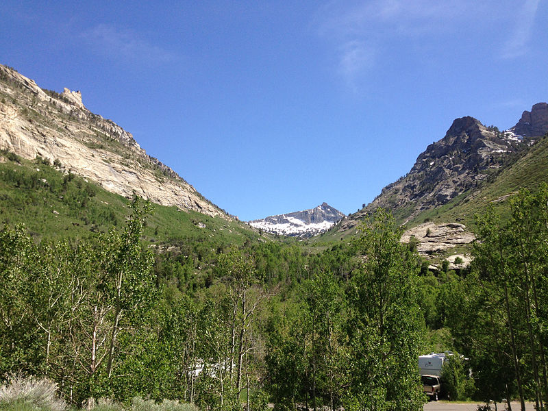 File:2014-06-23 15 01 05 View up Thomas Canyon towards Mount Fitzgerald from Thomas Canyon Campground in Lamoille Canyon, Nevada.JPG