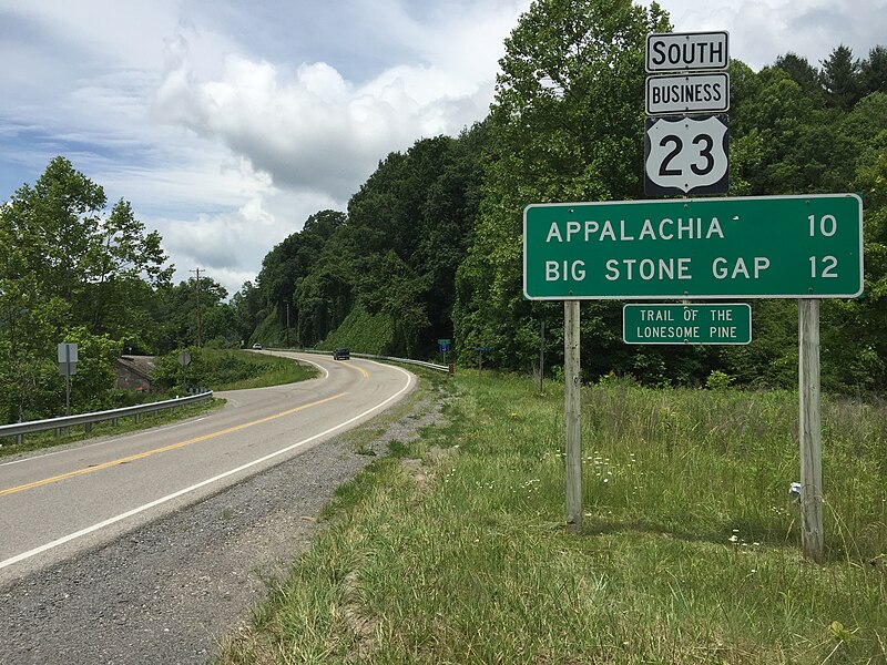 File:2017-06-12 12 41 48 View south along U.S. Route 23 Business (Kent Junction Road) at Josephine Road (Virginia State Secondary Route 610) in Josephine, Wise County, Virginia.jpg