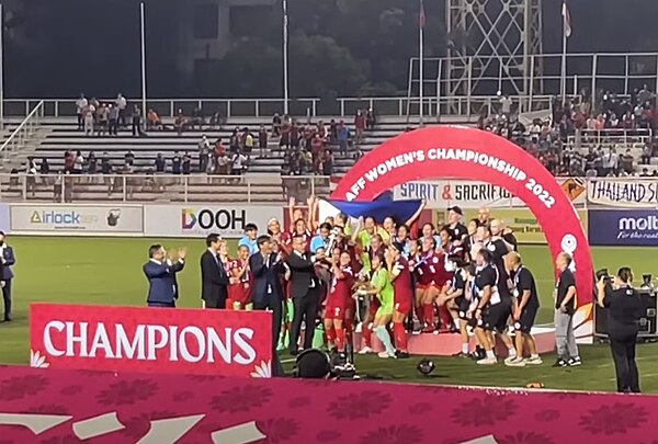 The Philippine national team celebrating their 2022 AFF title.