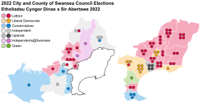 2022 City and County of Swansea Council election results.svg