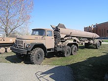 An R-17 on a reload transport trailer with a ZIL-131 tractor, Tolyatti Technical Museum, Tolyatti, Russia (2010) 2TZM-5306.JPG