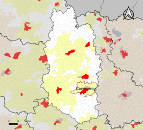 Lokalizacja obszaru atrakcji Commercy w departamencie Meuse.