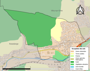 Barevná mapa znázorňující využití půdy.