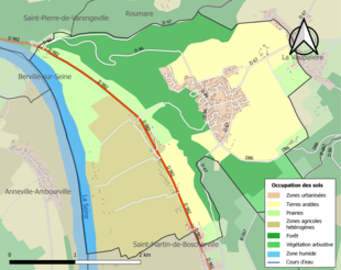 Barevná mapa znázorňující využití půdy.