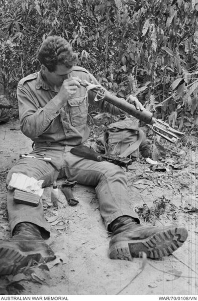 File:8RAR soldier cleans his M16 during Operation Hammersley, February 1970.jpg