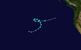 Map plotting the track and the intensity of the unnamed tropical cyclone (starting at left of center)

.mw-parser-output .hidden-begin{box-sizing:border-box;width:100%;padding:5px;border:none;font-size:95%}.mw-parser-output .hidden-title{font-weight:bold;line-height:1.6;text-align:left}.mw-parser-output .hidden-content{text-align:left}
Map key
Saffir-Simpson scale
.mw-parser-output .div-col{margin-top:0.3em;column-width:30em}.mw-parser-output .div-col-small{font-size:90%}.mw-parser-output .div-col-rules{column-rule:1px solid #aaa}.mw-parser-output .div-col dl,.mw-parser-output .div-col ol,.mw-parser-output .div-col ul{margin-top:0}.mw-parser-output .div-col li,.mw-parser-output .div-col dd{page-break-inside:avoid;break-inside:avoid-column}
.mw-parser-output .legend{page-break-inside:avoid;break-inside:avoid-column}.mw-parser-output .legend-color{display:inline-block;min-width:1.25em;height:1.25em;line-height:1.25;margin:1px 0;text-align:center;border:1px solid black;background-color:transparent;color:black}.mw-parser-output .legend-text{}
Tropical depression (<=38 mph, <=62 km/h)

Tropical storm (39-73 mph, 63-118 km/h)

Category 1 (74-95 mph, 119-153 km/h)

Category 2 (96-110 mph, 154-177 km/h)

Category 3 (111-129 mph, 178-208 km/h)

Category 4 (130-156 mph, 209-251 km/h)

Category 5 (>=157 mph, >=252 km/h)

Unknown
Storm type
Tropical cyclone
Subtropical cyclone
Extratropical cyclone, remnant low, tropical disturbance, or monsoon depression 91C 2006 track.png