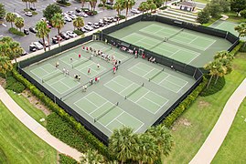 Aerial view of a pickle ball courts