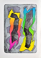 Postavy-plameny, litografie 59×39,5 cm, 1993