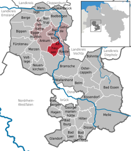 Läget för kommunen Alfhausen i Landkreis Osnabrück