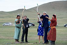   Mongolia's President Tsakhia Elbegdorj with U.S. Secretary of State John Kerry, June 2016