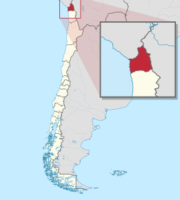 Poziția localității Regiunea Arica și Parinacota