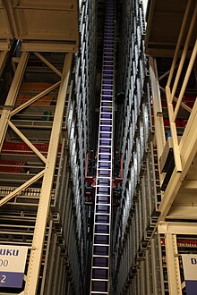 Merrill-Cazier Library's "Borrower's Automated Retrieval Network" (BARN) as viewed from the basement Basementbarn.jpg